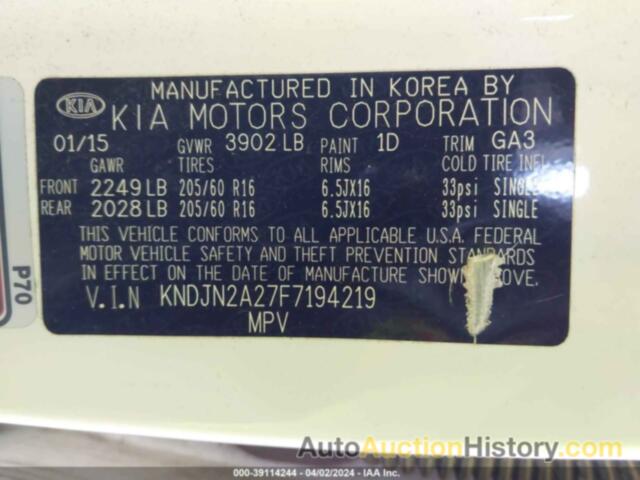 KIA SOUL, KNDJN2A27F7194219