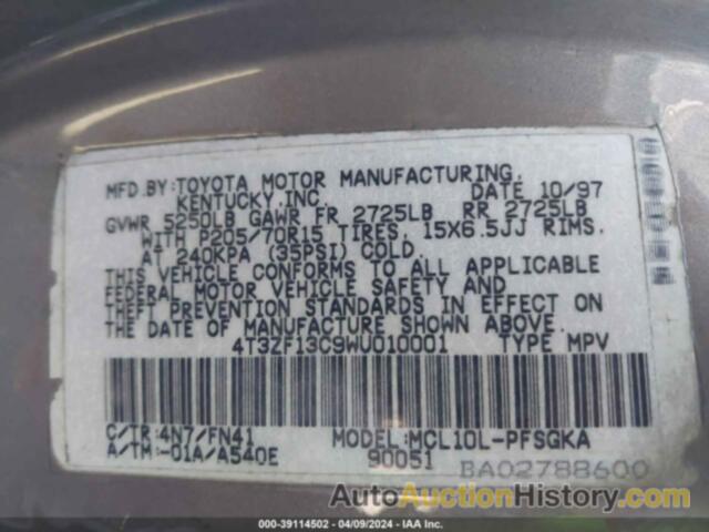 TOYOTA SIENNA LE, 4T3ZF13C9WU010001