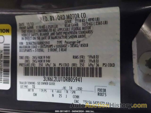 LINCOLN MKZ HYBRID, 3LN6L2LU1DR805941