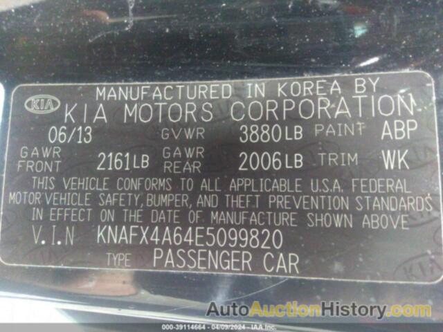 KIA FORTE LX, KNAFX4A64E5099820