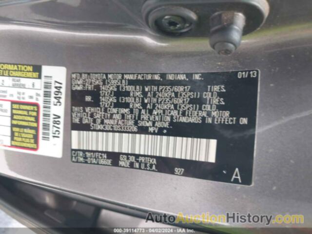 TOYOTA SIENNA LE V6 7 PASSENGER AUTO ACCESS SEAT/LE V6 8 PASSENGER, 5TDKK3DC1DS333206