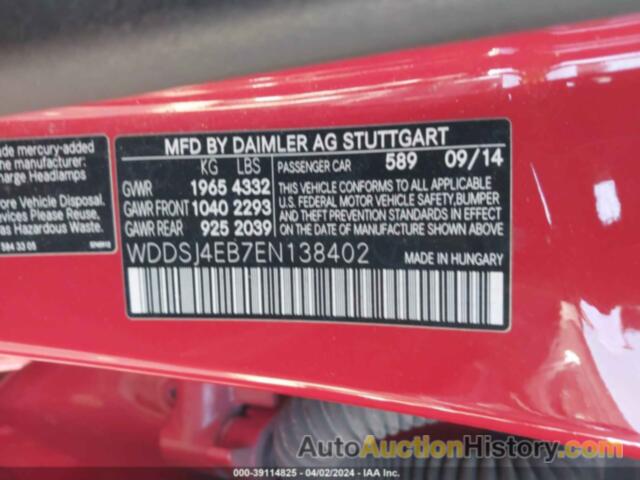 MERCEDES-BENZ CLA 250, WDDSJ4EB7EN138402