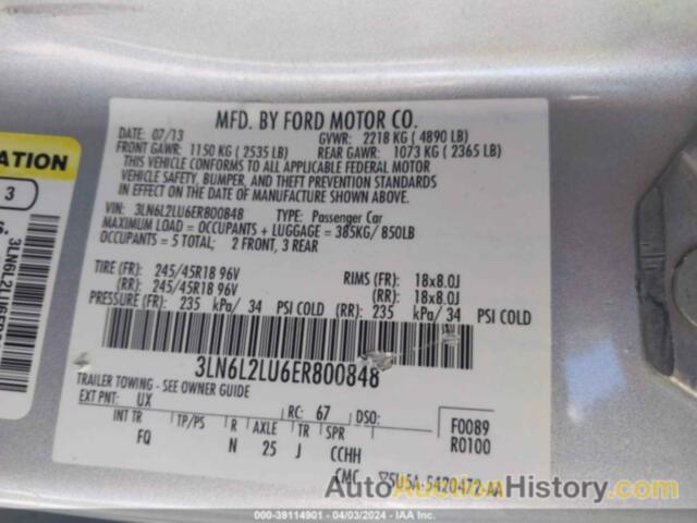 LINCOLN MKZ HYBRID, 3LN6L2LU6ER800848