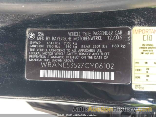 BMW 525I, WBANE53527CY06102