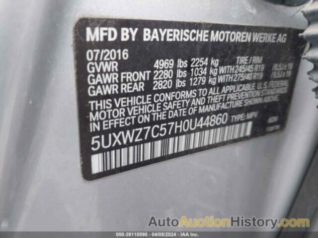 BMW X3 SDRIVE28I, 5UXWZ7C57H0U44860