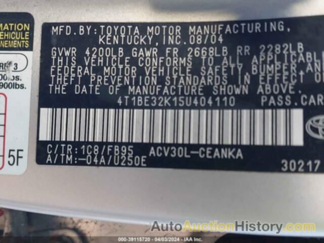 TOYOTA CAMRY LE, 4T1BE32K15U404110