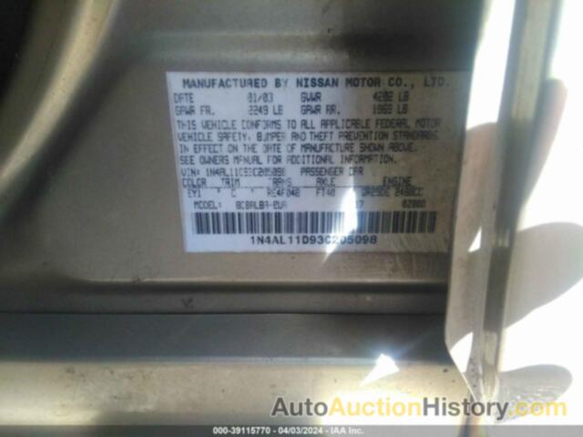 NISSAN ALTIMA S, 1N4AL11D93C205098