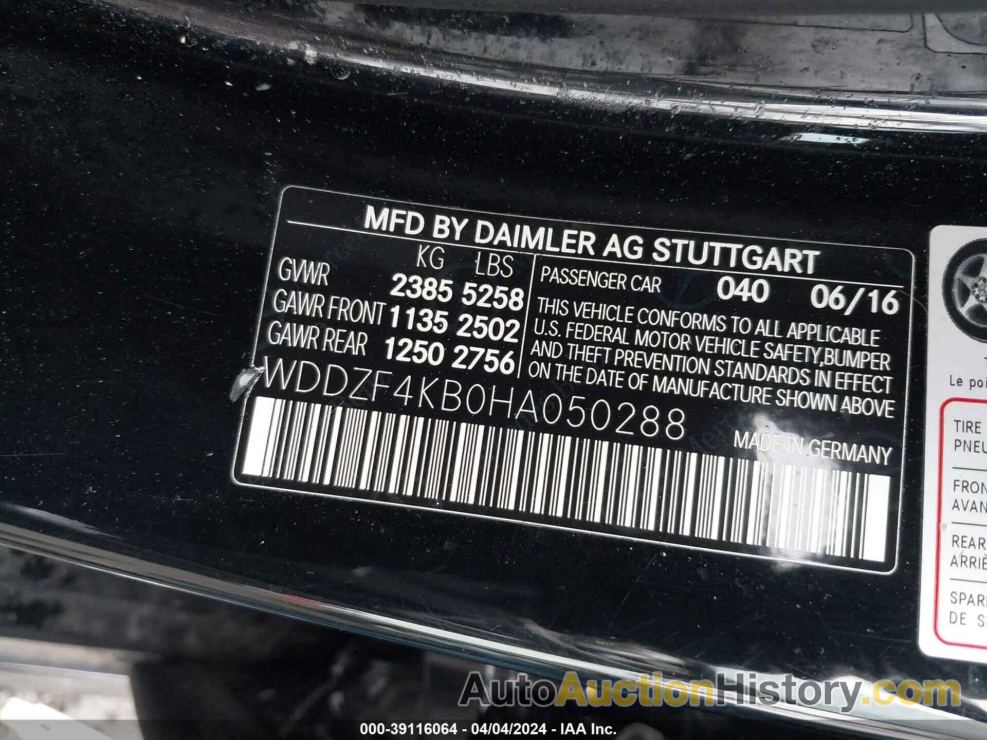 MERCEDES-BENZ E 300 4MATIC, WDDZF4KB0HA050288