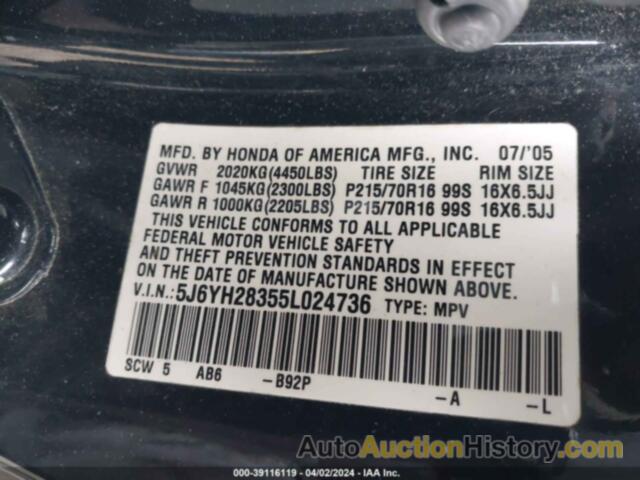 HONDA ELEMENT LX, 5J6YH28355L024736