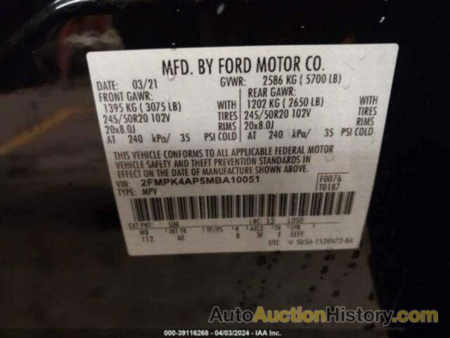 FORD EDGE ST, 2FMPK4AP5MBA10051