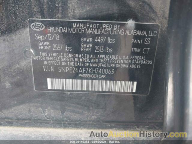 HYUNDAI SONATA SE, 5NPE24AF7KH740063