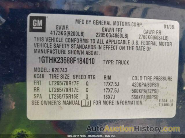 GMC SIERRA 2500HD SLT, 1GTHK23688F184010