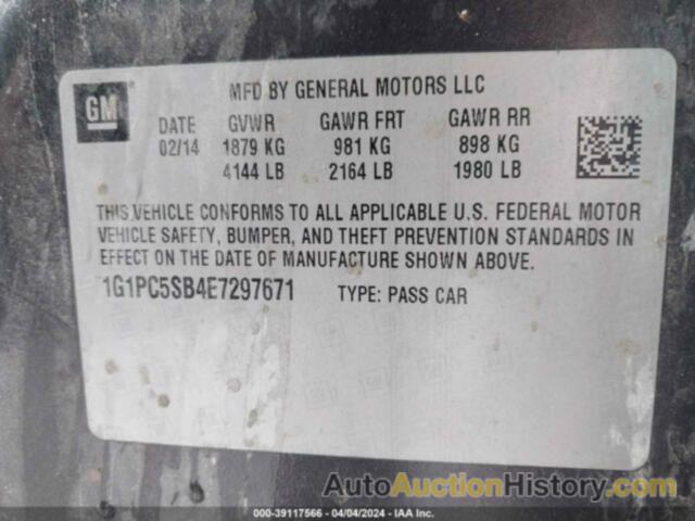 CHEVROLET CRUZE 1LT AUTO, 1G1PC5SB4E7297671