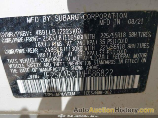 SUBARU FORESTER SPORT, JF2SKARC1MH586822