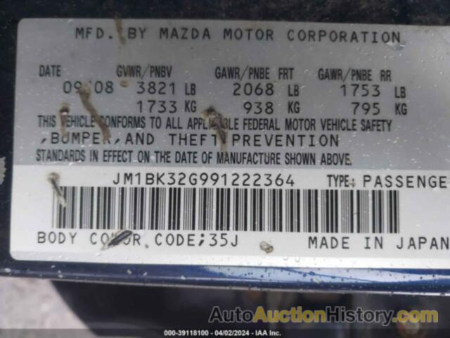 MAZDA MAZDA3 I, JM1BK32G991222364