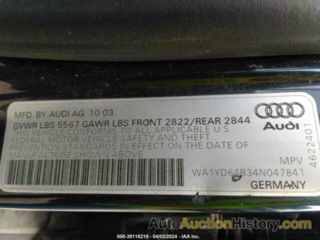 AUDI ALLROAD 2.7T, WA1YD64B34N047841