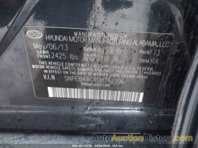 HYUNDAI SONATA GLS, 5NPEB4AC4DH742796