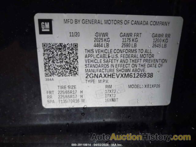 CHEVROLET EQUINOX FWD LS, 2GNAXHEVXM6126938