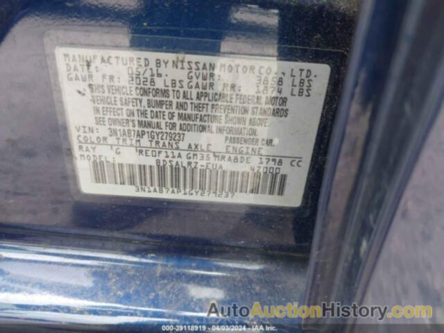 NISSAN SENTRA SR, 3N1AB7AP1GY279237