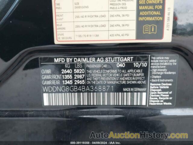 MERCEDES-BENZ S 550 4MATIC, WDDNG8GB4BA368871