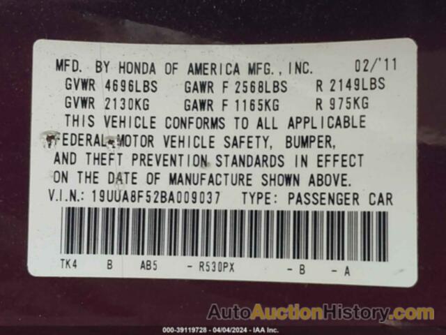 ACURA TL 3.5, 19UUA8F52BA009037