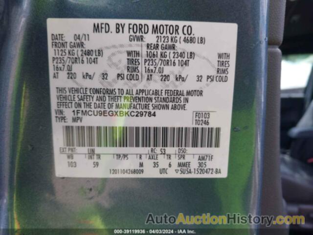 FORD ESCAPE LIMITED, 1FMCU9EGXBKC29784