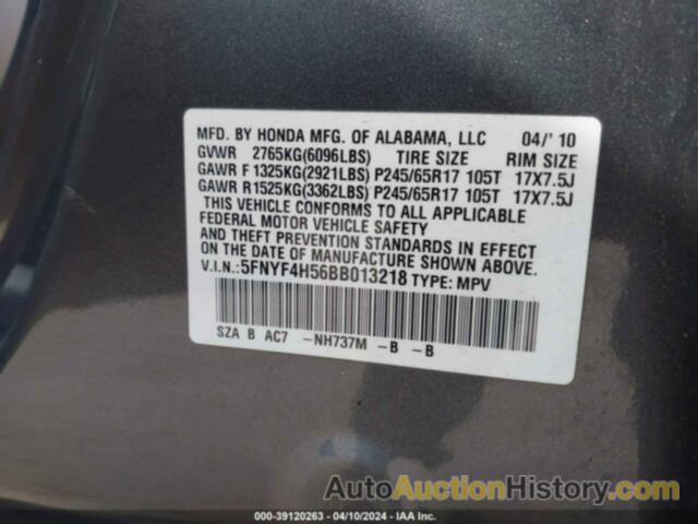 HONDA PILOT EXL, 5FNYF4H56BB013218