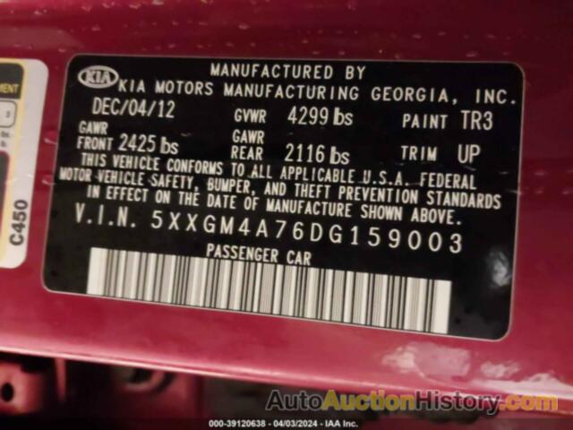 KIA OPTIMA LX, 5XXGM4A76DG159003