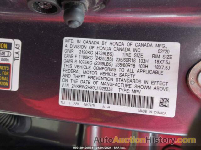 HONDA CR-V AWD EX-L, 2HKRW2H80LH625338