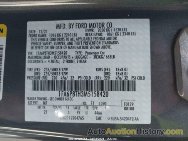 FORD MUSTANG ECOBOOST FASTBACK, 1FA6P8TH3M5158420