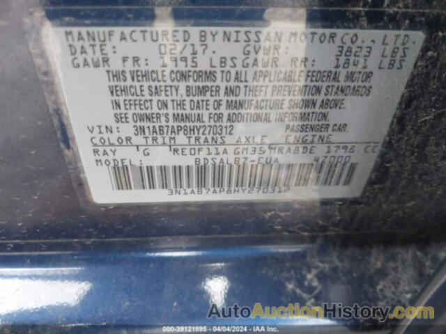 NISSAN SENTRA S, 3N1AB7AP8HY270312