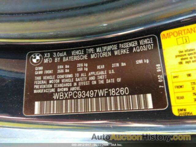 BMW X3 3.0SI, WBXPC93497WF18260