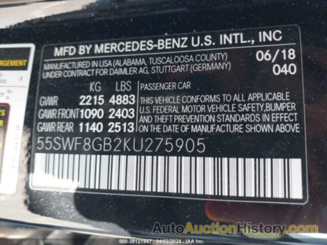 MERCEDES-BENZ AMG C 63, 55SWF8GB2KU275905