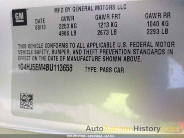 BUICK LUCERNE CXL PREMIUM, 1G4HJ5EM4BU113658