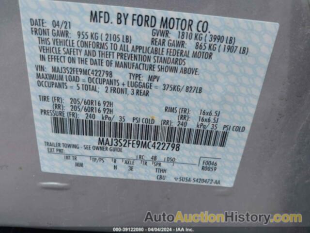 FORD ECOSPORT S, MAJ3S2FE9MC422798