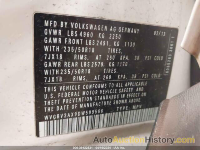 VOLKSWAGEN TIGUAN SE, WVGBV3AX9DW599566