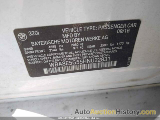 BMW 320I XDRIVE, WBA8E5G55HNU22831