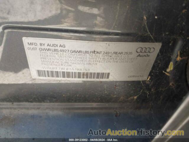 AUDI A4 2.0T AVANT, WAUKF78E87A188753