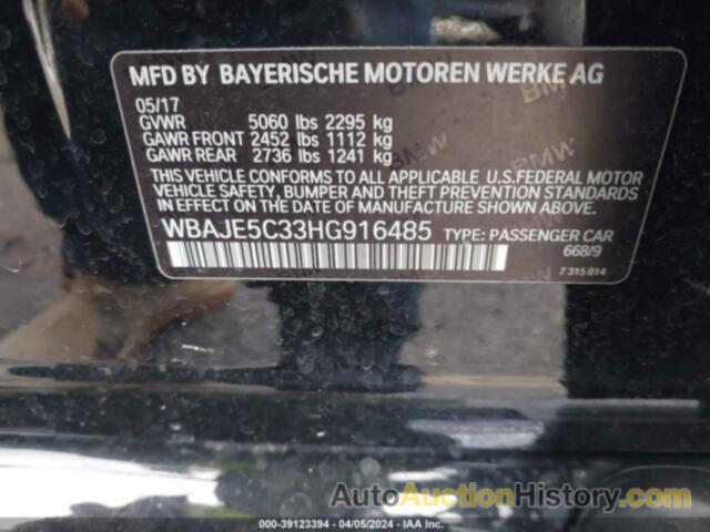 BMW 540I, WBAJE5C33HG916485