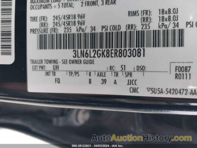 LINCOLN MKZ, 3LN6L2GK8ER803081