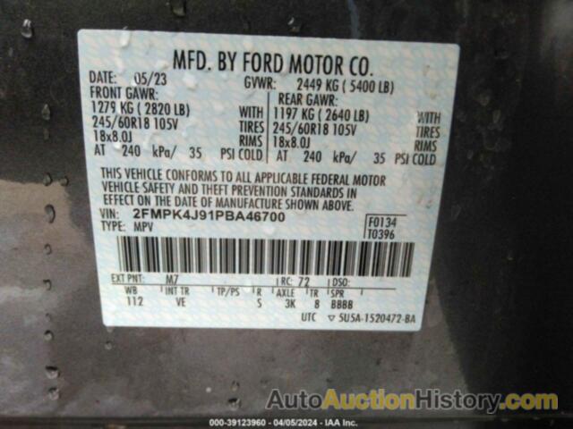 FORD EDGE SEL, 2FMPK4J91PBA46700