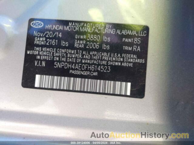 HYUNDAI ELANTRA SE, 5NPDH4AE0FH614523