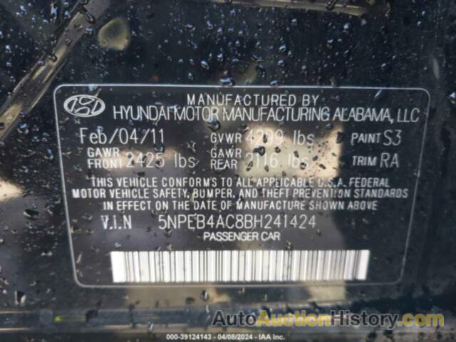 HYUNDAI SONATA GLS, 5NPEB4AC8BH241424