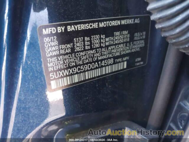 BMW X3 XDRIVE28I, 5UXWX9C59D0A14598