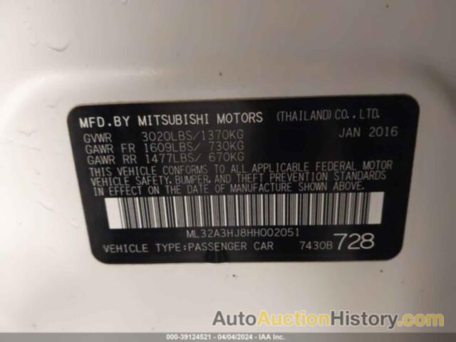 MITSUBISHI MIRAGE ES, ML32A3HJ8HH002051