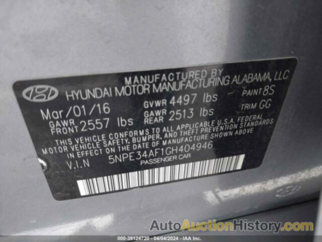 HYUNDAI SONATA SPORT, 5NPE34AF1GH404946