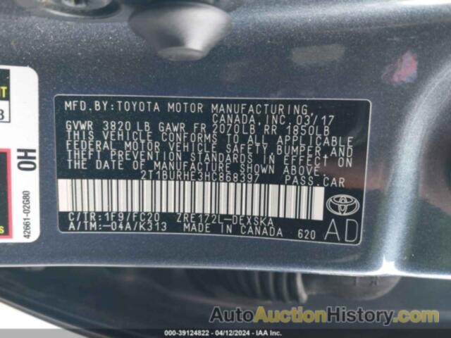 TOYOTA COROLLA SE, 2T1BURHE3HC868397