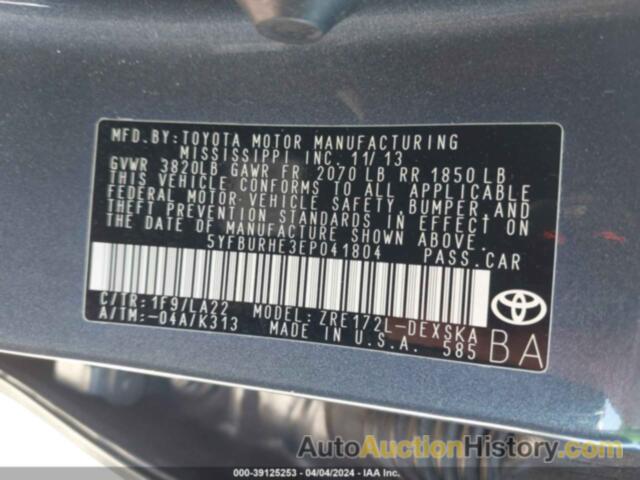 TOYOTA COROLLA S PREMIUM, 5YFBURHE3EP041804