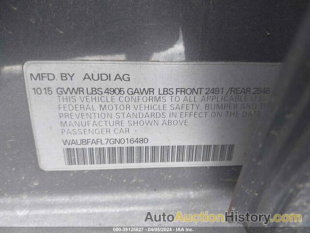 AUDI A4 2.0T PREMIUM, WAUBFAFL7GN016480