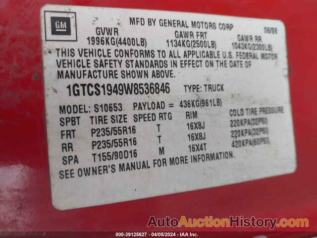 GMC SONOMA SLS SPORTSIDE, 1GTCS1949W8536846